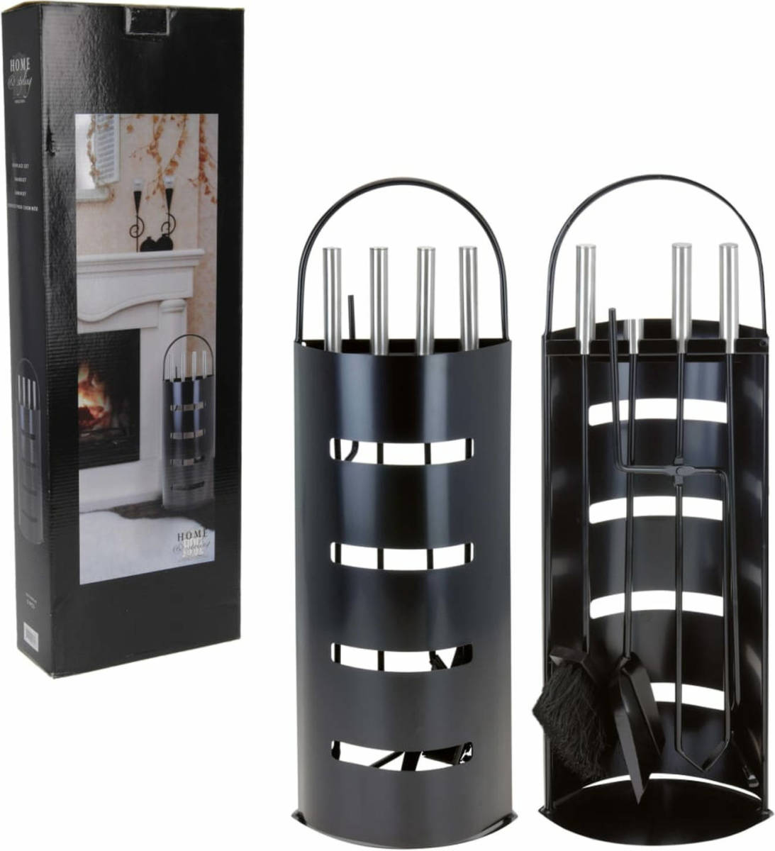 Home&Styling Haardgereedschapsset metaal zwart