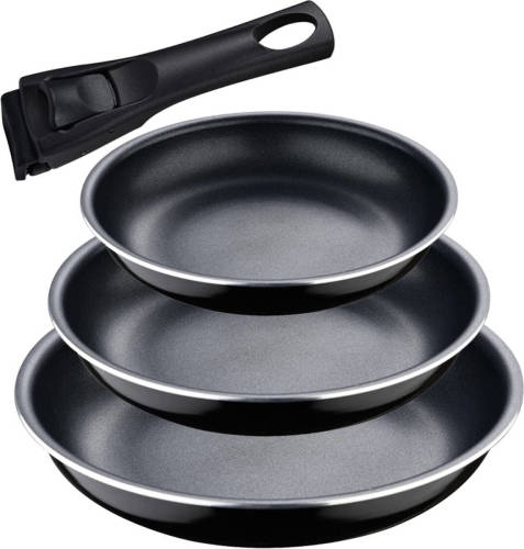 Pannenset Bergner Click & Cook Zwart Aluminium (3 Onderdelen)