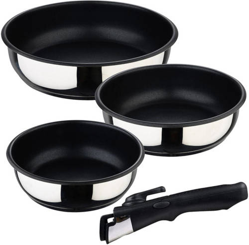 Pannenset Bergner Click & Cook Roestvrij staal (3 Onderdelen)