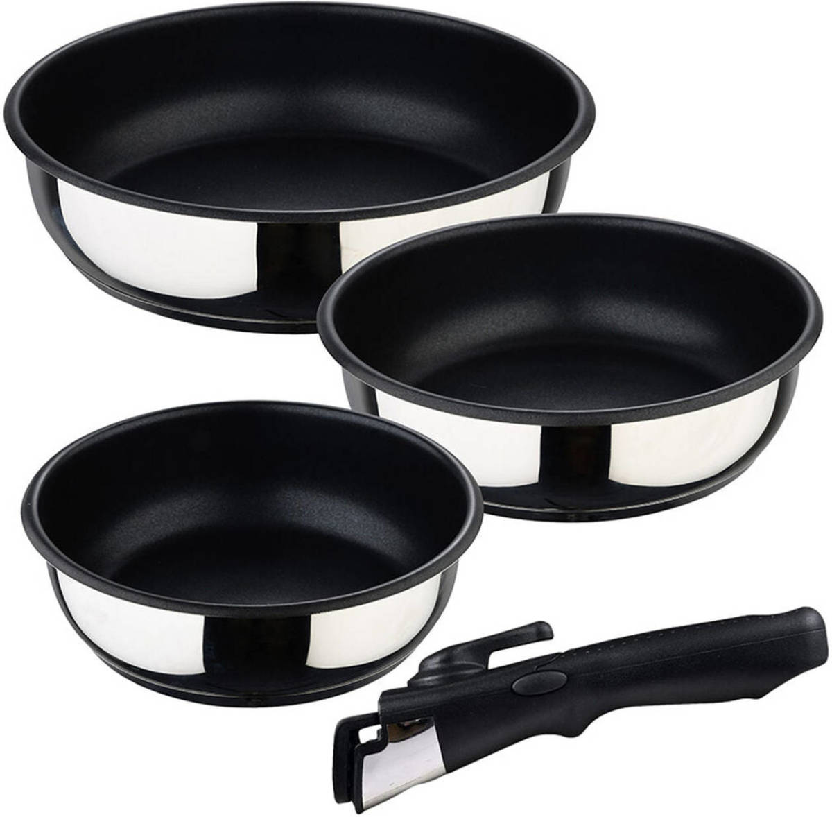 Pannenset Bergner Click & Cook Roestvrij staal (3 Onderdelen)