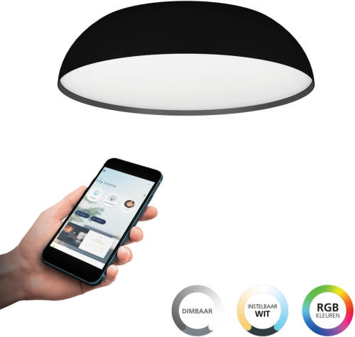 Eglo connect.z Tollos-Z Plafondlamp - Ø 55 cm - Zwart/Wit - Instelbaar RGB & wit licht - Dimbaar - Zigbee