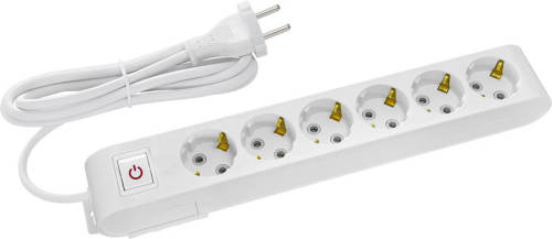 BES LED Stekkerdoos met Schakelaar - Verlengsnoer met Schakelaar - Decon - 6 Stopcontacten - 1.5 Meter - Randaarde - Wit