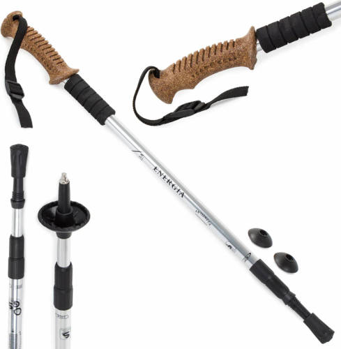 Verk group Energia nordic walking wandelstokken set van 2 met handvat van kurk 65 cm tot 135 cm