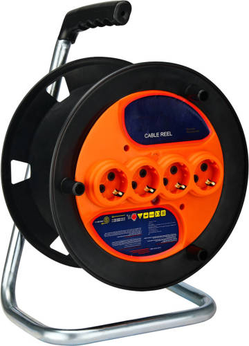 BES LED Kabelhaspel - Decon - 4 Stopcontacten - Randaarde - 20 Meter - Zwart
