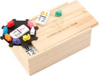 Longfield Games Domino Dubbel 12 Nummers - Mexican Train Spel - Houten Kist - 91 Stenen