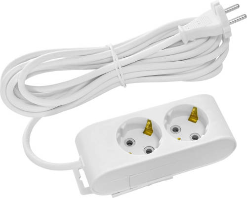 BES LED Stekkerdoos - Verlengsnoer - Decon - 2 Stopcontacten - 3 Meter - Randaarde - Wit