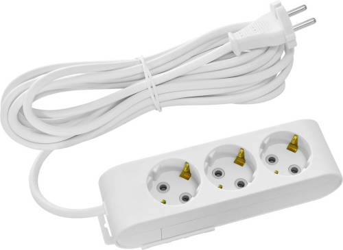 BES LED Stekkerdoos - Verlengsnoer - Decon - 3 Stopcontacten - 3 Meter - Randaarde - Wit