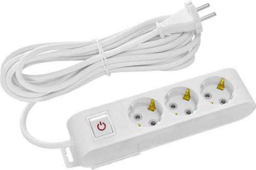 BES LED Stekkerdoos met Schakelaar - Verlengsnoer met Schakelaar - Decon - 3 Stopcontacten - 3 Meter - Randaarde - Wit