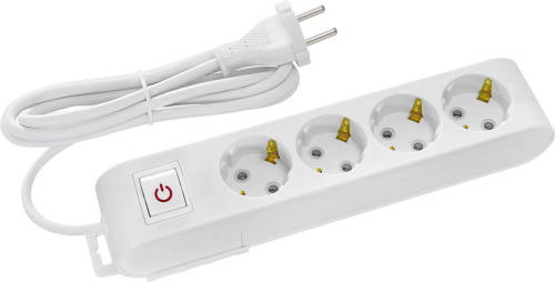 BES LED Stekkerdoos met Schakelaar - Verlengsnoer met Schakelaar - Decon - 4 Stopcontacten - 1.5 Meter - Randaarde - Wit