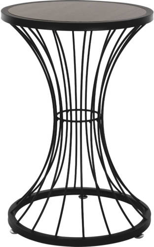 Bijzettafel in zandlopervorm Ø 38x57 cm Zwart gemaakt van metaal en hout ML-Design