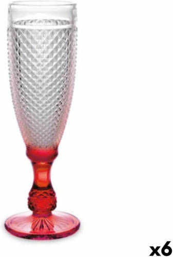 Vivalto Champagneglas Diamant Rood Transparant Glas 185 ml (6 Stuks)