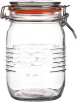 Urban Living Voorraadpot/bewaarpot - 1L - glas - met beugelsluiting - D14 x H17 cm - Voorraadpot
