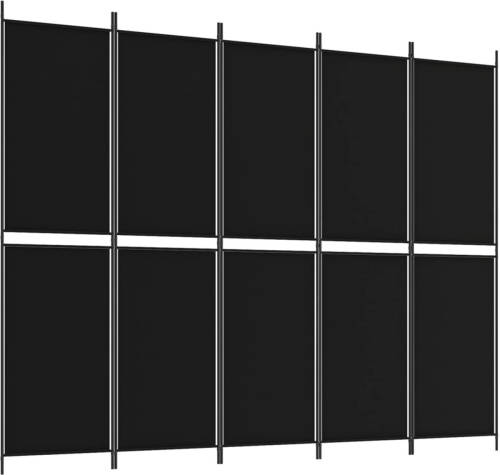 VidaXL Kamerscherm met 5 panelen 250x200 cm stof zwart