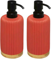 5five 2x Stuks Zeeppompjes/zeepdispensers van kunststeen - rood - 270 ml - Zeeppompjes