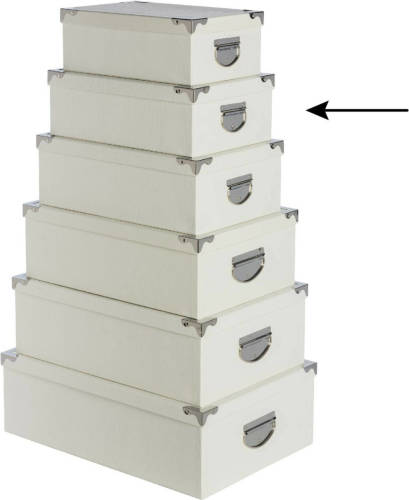 5five Opbergdoos/box - ivoor wit - L32 x B21.5 x H12 cm - Stevig karton - Crocobox - Opbergbox