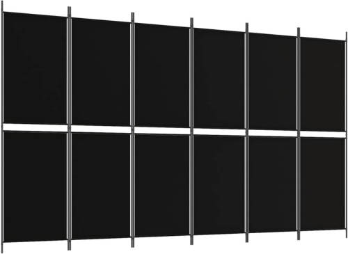VidaXL Kamerscherm met 6 panelen 300x180 cm stof zwart