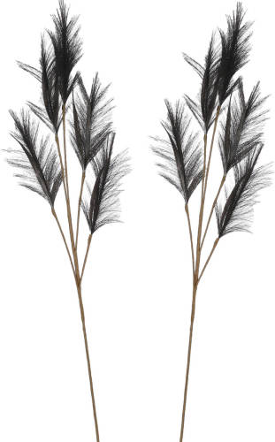 House of seasons A pluimgras losse steel/tak - 2x - zwart - 98 cm - decoratie kunst pluimen - Kunstplanten