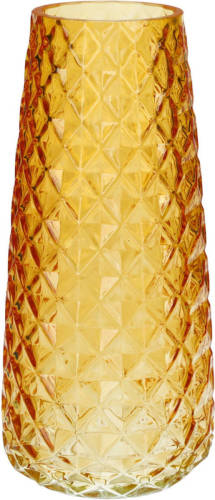 Bellatio Design Bloemenvaas - geel - glas - D10 x H21 cm - Vazen