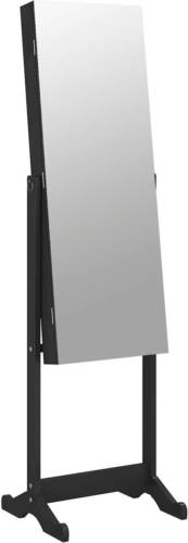 VidaXL Sieradenkast met spiegel vrijstaand 42x38x152 cm zwart