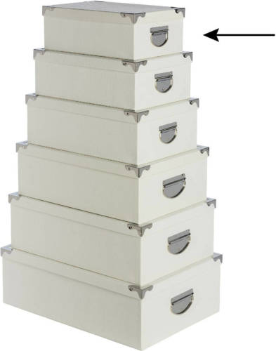 5five Opbergdoos/box - ivoor wit - L28 x B19.5 x H11 cm - Stevig karton - Crocobox - Opbergbox