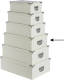 5five Opbergdoos/box - 2x - ivoor wit - L40 x B26.5 x H14 cm - Stevig karton - Crocobox - Opbergbox