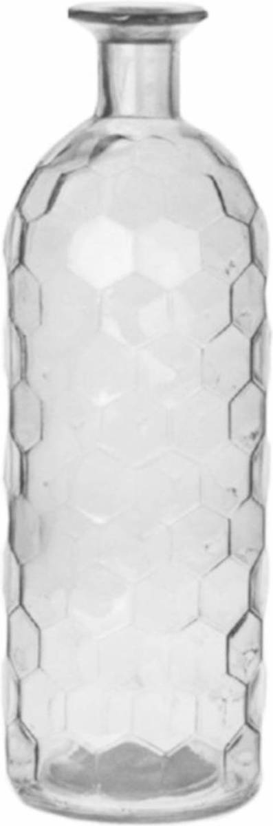 Bellatio Design Bloemenvaas - helder glas honingraat - D7 x H20 cm - Vazen