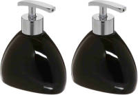 5five 2x Stuks Zeeppompjes/zeepdispensers van keramiek - zwart - 300 ml - Zeeppompjes