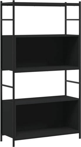 VidaXL Boekenrek 80x30x145,5 cm bewerkt hout en ijzer zwart