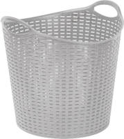 Forte Plastics Plasticforte Gevlochten wasmand/opbergmand - flexibel - zilver - 27 liter - rond - kunststof - Wasmanden