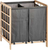 Kipit Wasmand Woodbox - met opvang waszak - 2x 50 liter compartiment - 59 x 33 x 60 cm - Wasmanden
