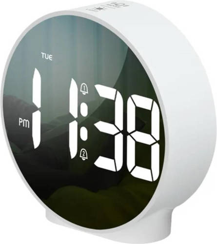 Attalos Digitale Wekker - Twee alarmen - Wit - Dimbaar - USB & AAA batterij - Voor volwassenen & kinderen - klok voor thuis in d