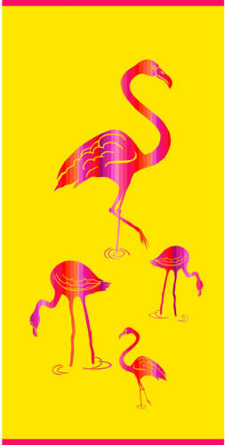 Le Comptoir Strand/badlaken - flamingo print - 75 x 150 cmA - microvezel - Strandlakens