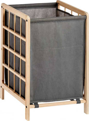 Kipit Wasmand Woodbox - met opvang waszak - 50 liter compartiment - 40 x 33 x 60 cm - Wasmanden
