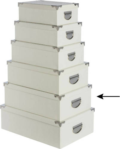 5five Opbergdoos/box - ivoor wit - L44 x B31 x H15 cm - Stevig karton - Crocobox - Opbergbox
