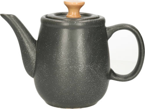 Items Kitchen Theepot Ceylon - keramiek/hout - 1000 ml - antraciet - Theepotten