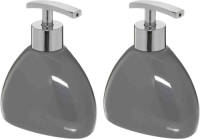 5five 2x Stuks Zeeppompjes/zeepdispensers van keramiek - grijs - 300 ml - Zeeppompjes
