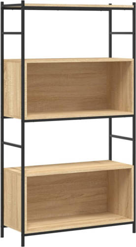 VidaXL Boekenrek 80x30x145,5 cm bewerkt hout en ijzer sonoma eiken