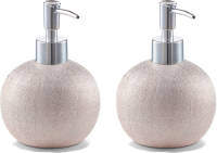 Zeller Set van 2x Zeeppompje/dispenser keramiek - rose glitter - 10 x 14 cm - Zeeppompjes