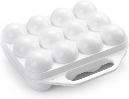 Forte Plastics Eierdoos - koelkast organizer eierhouder - 12 eieren - wit - kunststof - 20 x 19 cm - Vershoudbakjes