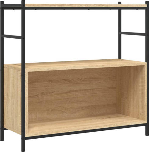 VidaXL Boekenrek 80x30x78,5 cm bewerkt hout en ijzer sonoma eikenkleur