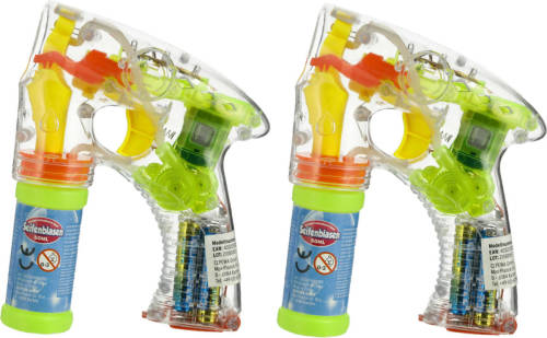 Cepewa Bellenblaas speelgoed pistool - 2x - met LED licht - 17 cm - plastic - Bellenblaas