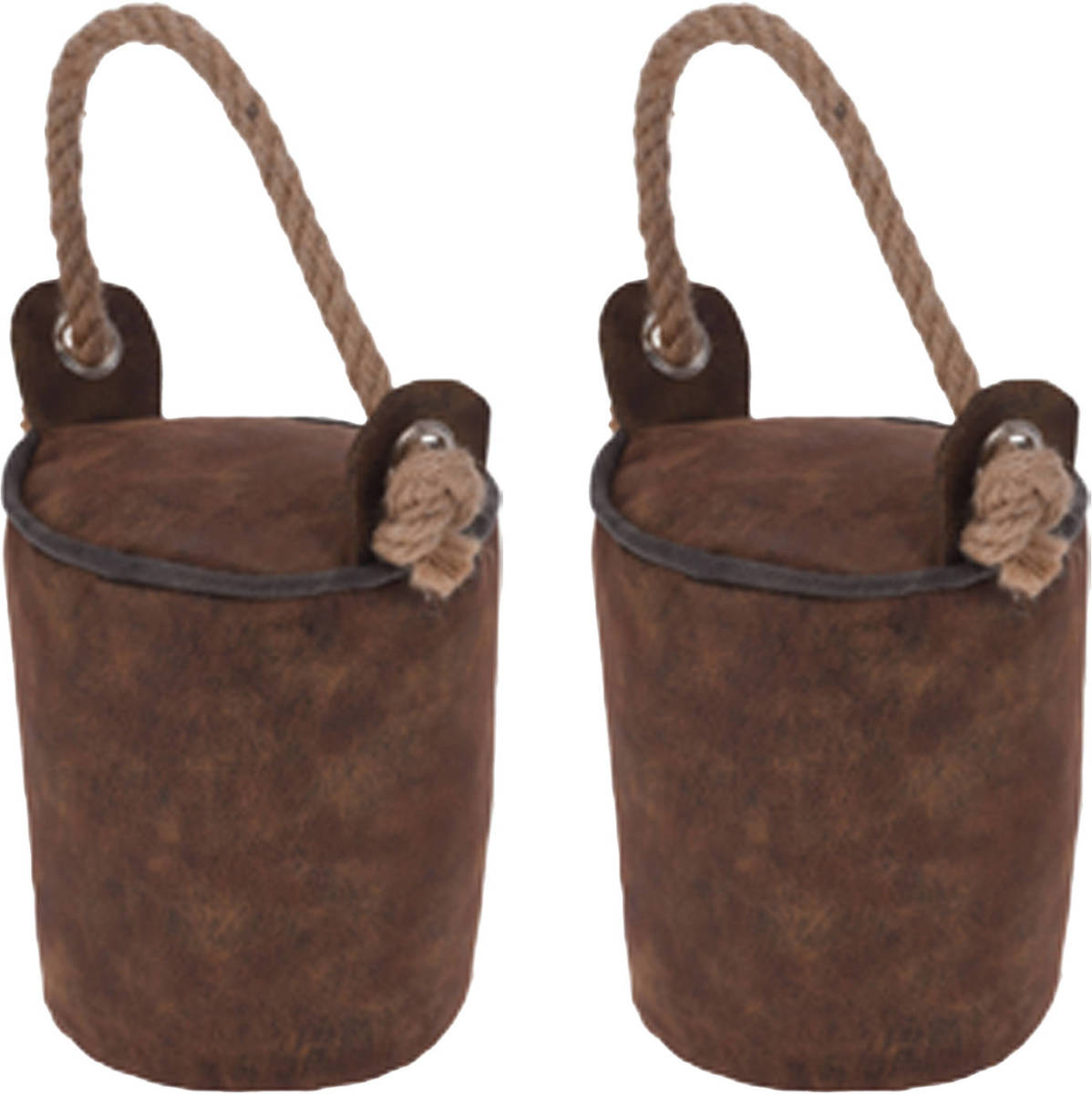 H&S Collection Deurstopper 1 kilo gewicht - 2x - lichtbruin - met lus van touw - 18 x 14 cm - Deurstoppers