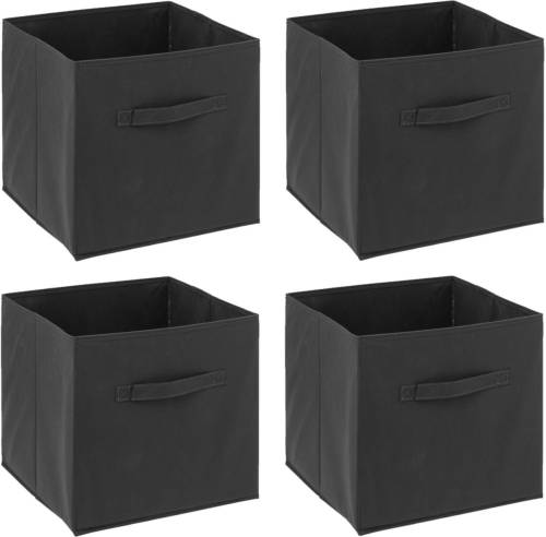 5five Opbergmand - 4x - 29 liter - donkergrijs - 31 x 31 x 31 cm - Opbergmanden