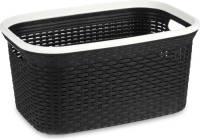 Kipit Wasmand van rotan gevlochten -A? zwart - kunststof - 36 liter - 53 x 36 x 25A? cm - Wasmanden