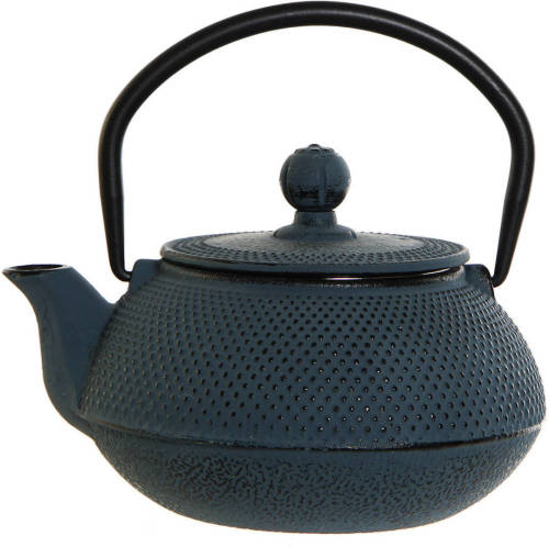 Items Kitchen Theepot Oriental - gietijzer/rvs - 600 ml - indigo blauw - Theepotten