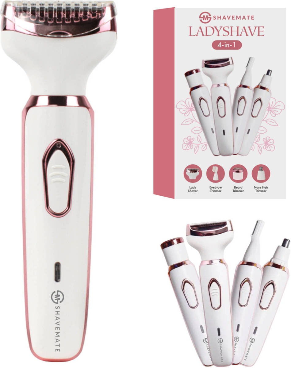 MM Brands Shavemate 4 in-1 Ladyshave voor Vrouwen - Trimmer Vrouw - Haarverwijderaar - Wit