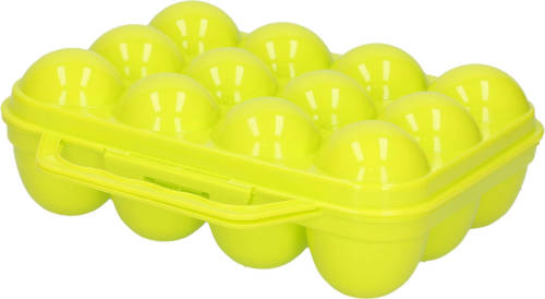 Forte Plastics Eierdoos - koelkast organizer eierhouder - 12 eieren - groen - kunststof - 20 x 18,5 cm - Vershoudbakjes