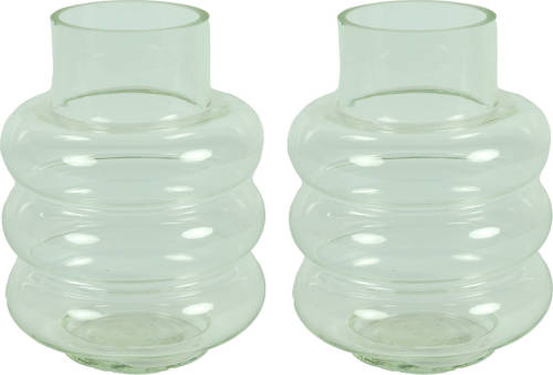 Countryfield Bloemenvaas Bubbles - 2x - helder transparant - glas - D17 x H22 cm - Vazen