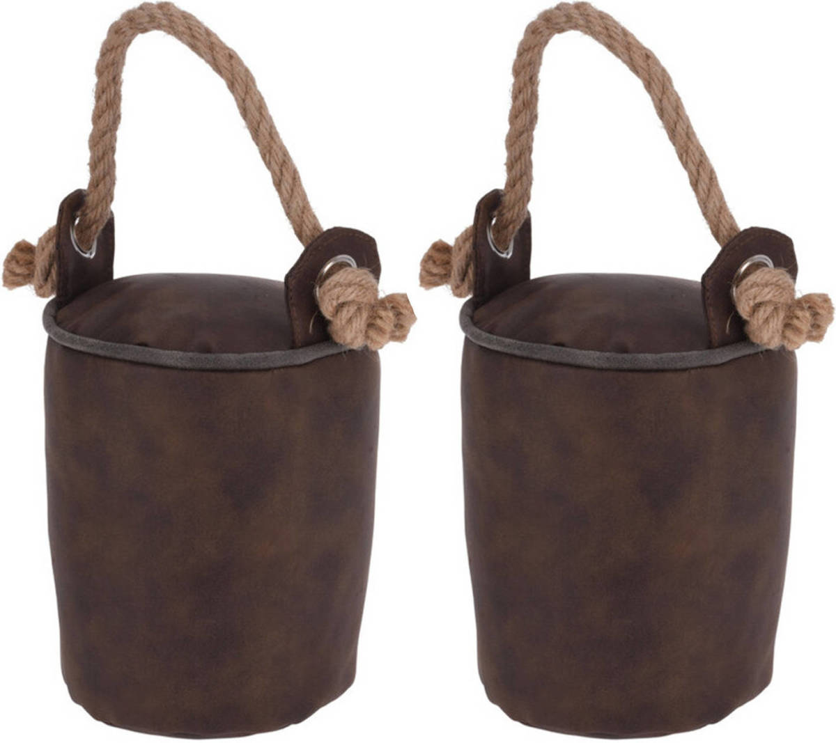 H&S Collection Deurstopper 1 kilo gewicht - bruin - met lus van touw - 18 x 14 cm - Deurstoppers