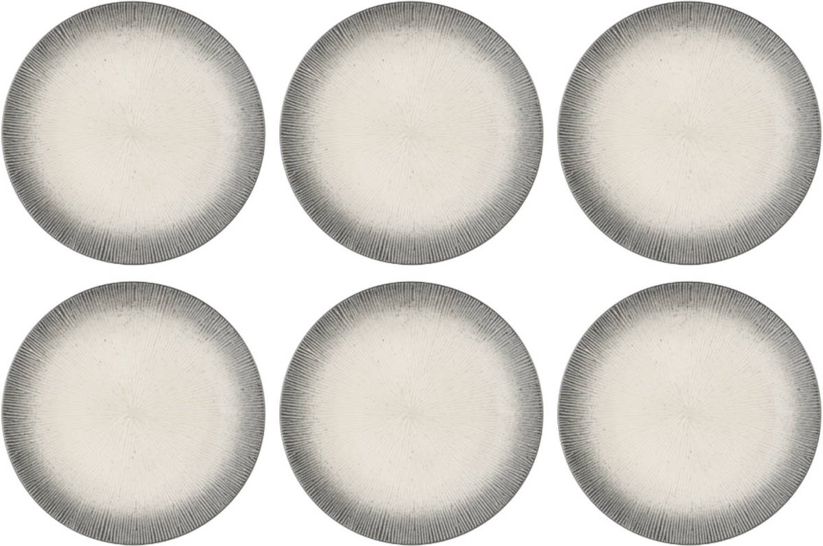 OTIX Dinerborden - Bordenset 6 Persoons - Zwart Taupe - 27cm - Keramiek - TULIP